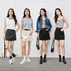 【内购】100%棉简约通勤撞色金属扣侧缝前移不走光显瘦A字短裙-W51Q58823 商品缩略图3