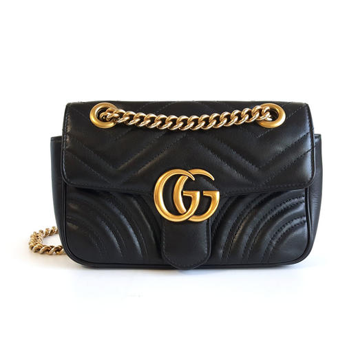 【95新】Gucci古驰Marmont系列446744黑金马蒙22链条包单肩斜挎包261224TJ04 现售价：6000 商品图0