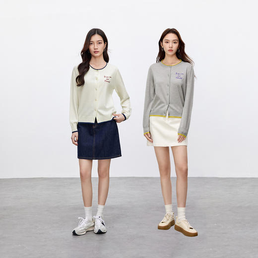 【内购】含绵羊毛通勤撞色拼接假两件双层圆领字母刺绣软糯弹力针织衫-W51H58915 商品图3