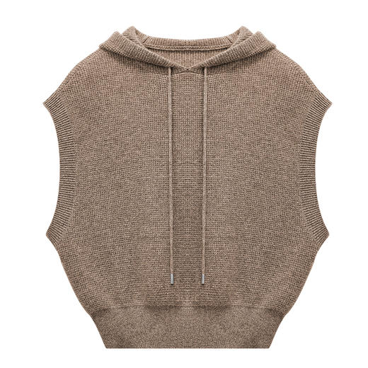 100%山羊绒无袖连帽套头背心 商品图5