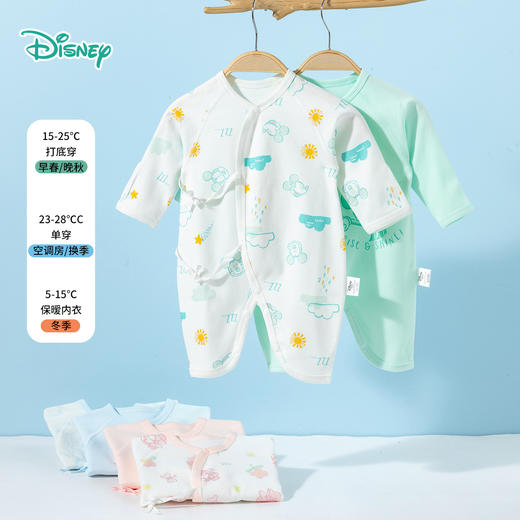 迪士尼宝宝新生儿2025春季卡通侧开连体衣（2件装）ZD1EL004 商品图0