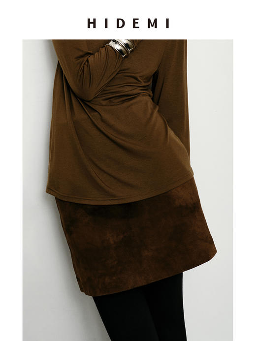 HIDEMI立体剪裁显瘦皮裙短裙半身裙巴恩风复古裙子 商品图6