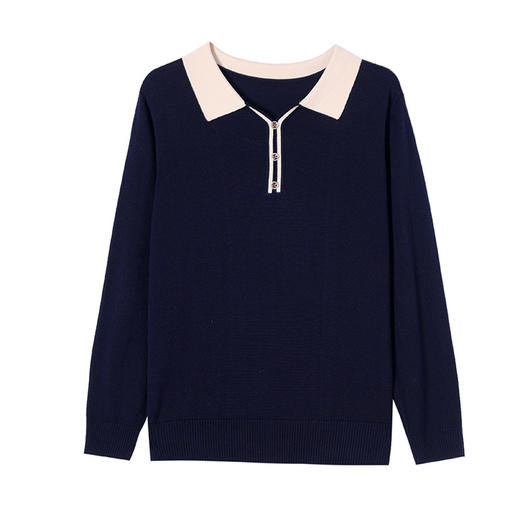 CC-53-683翻领polo上衣小衫女洋气2025新款春装长袖t恤薄款羊毛针织衫 商品图4