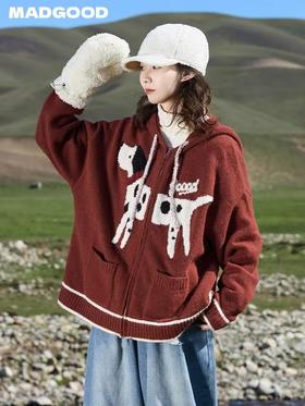 马得工地/ MDGDMY244409/小狗提花开衫毛衣