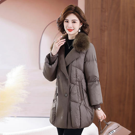 【妈妈新款冬装羽绒服 】中老年人中长款洋气冬天大码加厚白鸭绒外套 商品图5