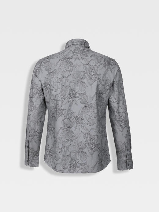 callisto山海系列灰色棉亚麻混纺长袖衬衫 商品图1