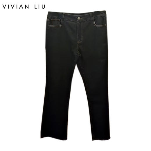 VIVIAN LIU R2445009初秋女装新款斜插兜显瘦微喇牛仔休闲长裤 商品图0
