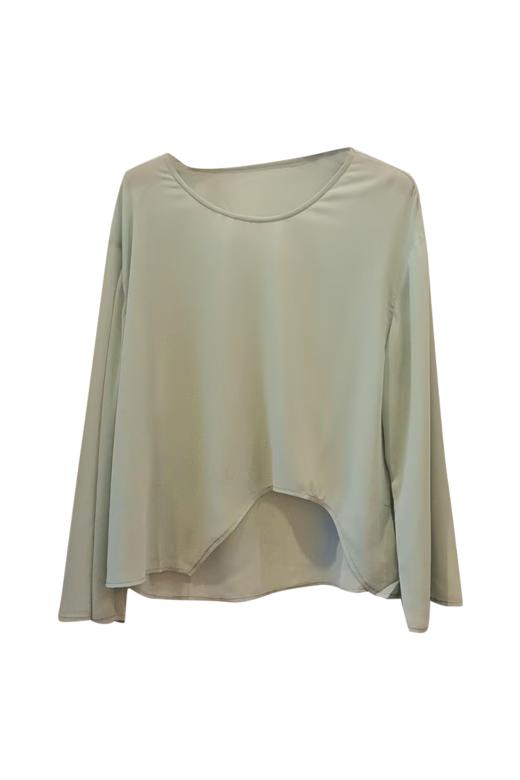 VIVIAN LIU R2443007初秋女装新款时尚圆领不规则下摆长袖上衣 商品图5