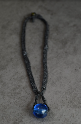 蓝琉璃编绳项链