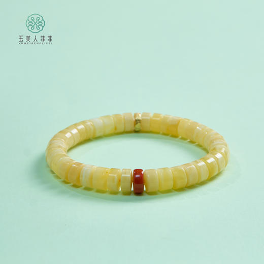 玉美人菲菲#蜜蜡单圈手串-直切珠约8+mm 商品图0