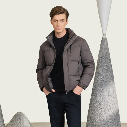 半身缘男装  冬季羽绒服短款立领简洁轻盈又保暖254212M01712955 商品图0