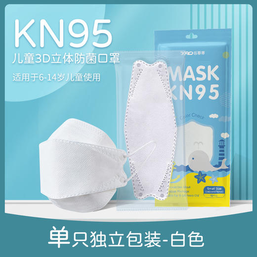 【云优选】79元50个KN95 儿童口罩卫普盾儿童口罩内层氧化铜口罩 KN95白色口罩 符合新国标 独立包装 铜离子口罩 商品图5