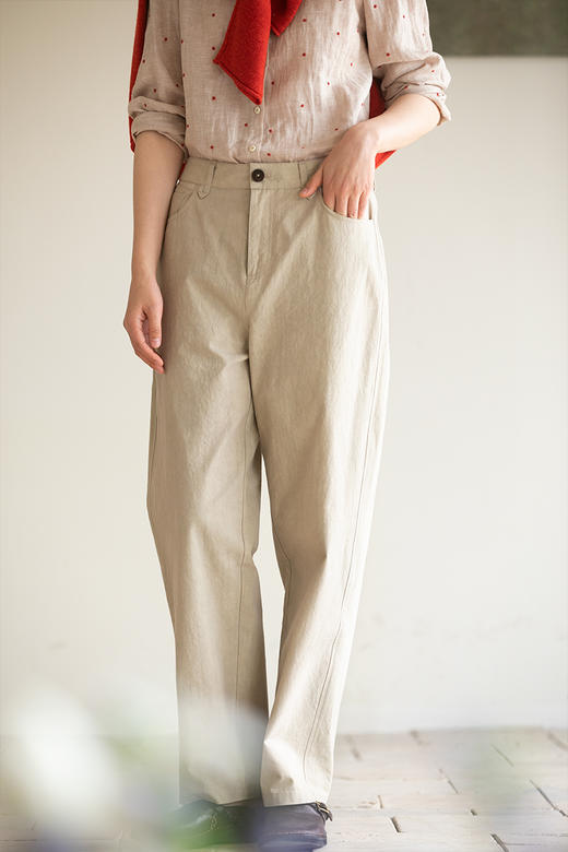 牧衣游原创 净色棉质裤子新款宽松舒适质朴纯棉百搭休闲裤 采香居 商品图5