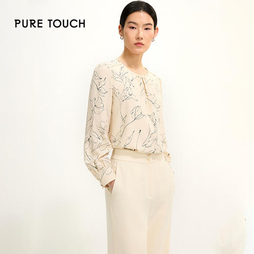 pure touch圆领简约印花女士长袖衬衫1301251004 商品图3