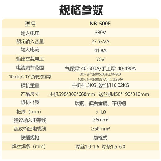 上海沪工NB-500E二保焊机380V工业级逆变分体二氧化碳气体保护焊机手工焊气保焊，适配PANA-500焊枪。 商品图1