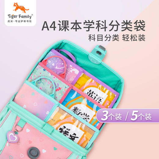 tigerfamily虎米 透明学科分类袋套装书本袋F4小学生课本试卷收纳袋文件补习袋 商品图0