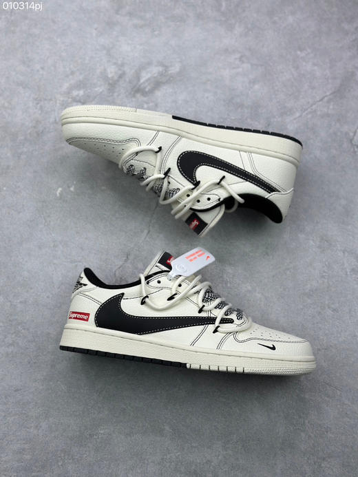 秋冬特惠💰430 Travis Scott x Fragment Design × Air Jordan 1 Low OG SP AJ1 乔1 Supreme联名-米黑双拼抽绳 低帮文化休闲板鞋 商品图4