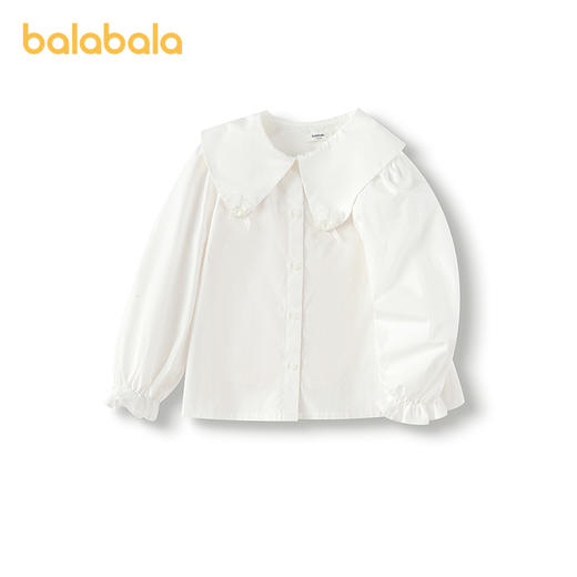 巴拉巴拉童装女童长袖衬衫纯棉白衬衣春季上衣简约百搭舒适亲肤★ 商品图4