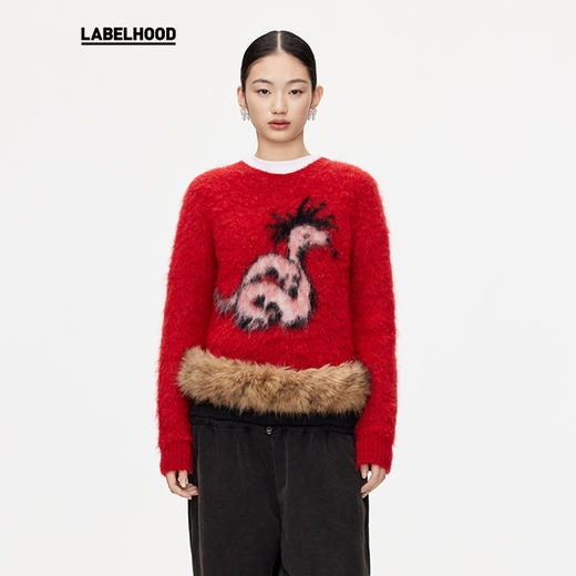 【TRINITE×LABELHOOD】蕾虎联名25早春豹纹小蛇毛衣环保皮草卫裤 商品图0