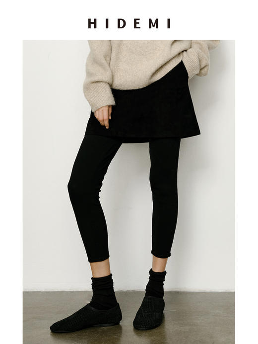 HIDEMI立体剪裁显瘦皮裙短裙半身裙巴恩风复古裙子 商品图2