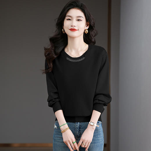 CC-BSM-729春季新款女士针织衫小个子拼接长袖宽松遮肉上衣打底 商品图3