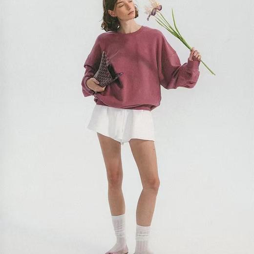 顺丰包邮65247洛诗琳浆果粉纯色刺绣圆领卫衣827 商品图3