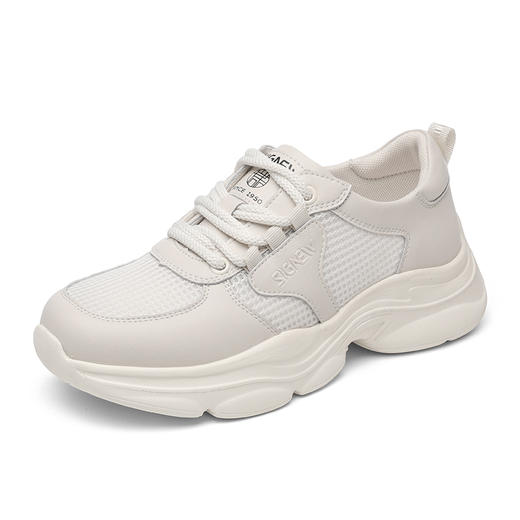 信诺舒适透气休闲运动鞋女2025春季新款厚底小白鞋轻便旅游妈妈鞋5C5020-5 商品图4