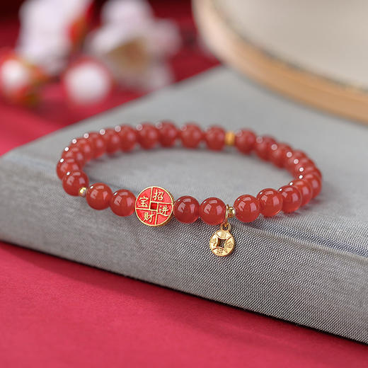 【日富一日】S925银镀金红玛瑙招财福袋万事胜意手链【CW-SL11752-11】 商品图2