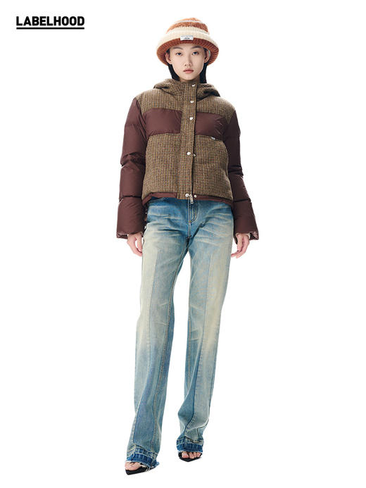 【SHORT SENTENCE×LABELHOOD】联名格纹带帽羽绒服夹克 商品图1