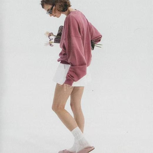 顺丰包邮65247洛诗琳浆果粉纯色刺绣圆领卫衣827 商品图4