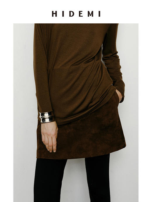 HIDEMI立体剪裁显瘦皮裙短裙半身裙巴恩风复古裙子 商品图5