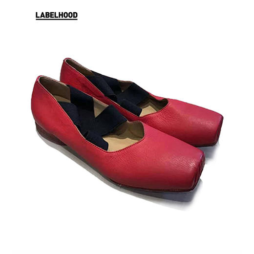 【UMA WANG】蕾虎手工方头交叉绑带芭蕾舞鞋平底高跟鞋经典款单鞋 商品图1