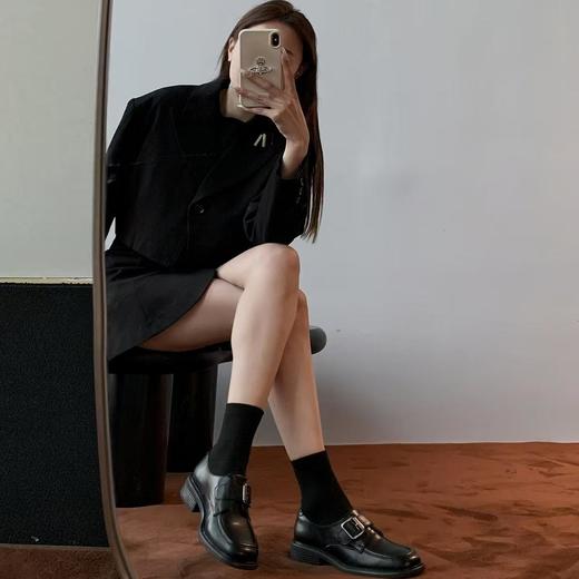 顺丰包邮65705洛诗琳复古方头塔扣羊皮布洛克鞋6085 商品图1