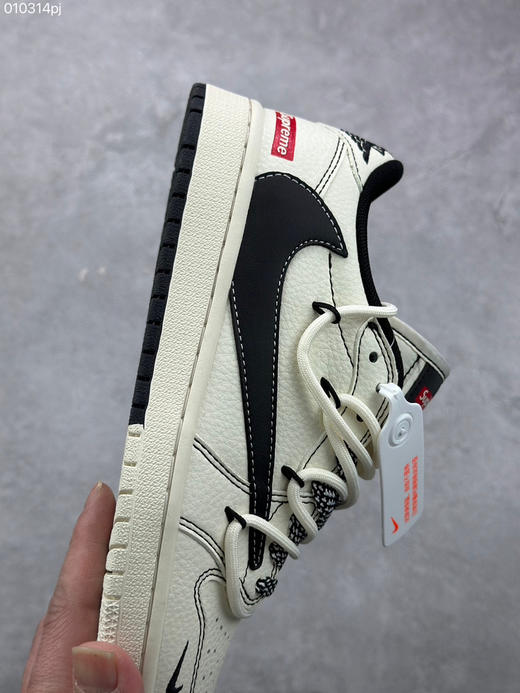 秋冬特惠💰430 Travis Scott x Fragment Design × Air Jordan 1 Low OG SP AJ1 乔1 Supreme联名-米黑双拼抽绳 低帮文化休闲板鞋 商品图5