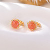 【凝晴】S925银镀金水红圆形几何耳饰【CW-EJ00586】 商品缩略图2