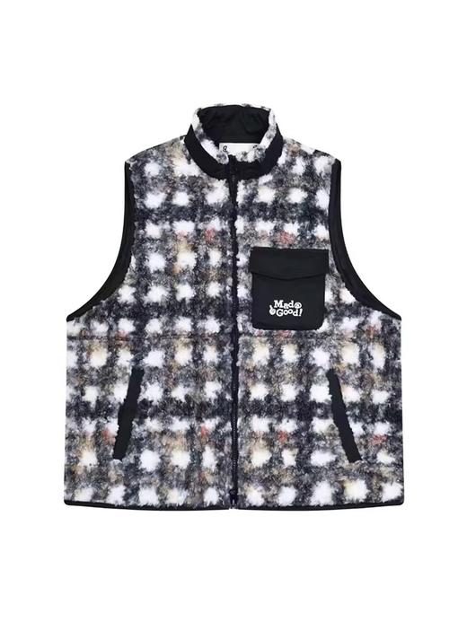 马得工地/MDGDMJ244303/拼接格纹羊羔毛马甲 商品图3