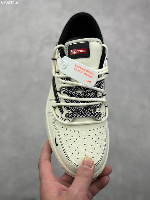 秋冬特惠💰430 Travis Scott x Fragment Design × Air Jordan 1 Low OG SP AJ1 乔1 Supreme联名-米黑双拼抽绳 低帮文化休闲板鞋 商品图1