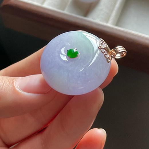 【冰春彩-孤品】18K金冰紫平安扣（缅甸A货翡翠孤品，平洲溯源） 商品图0
