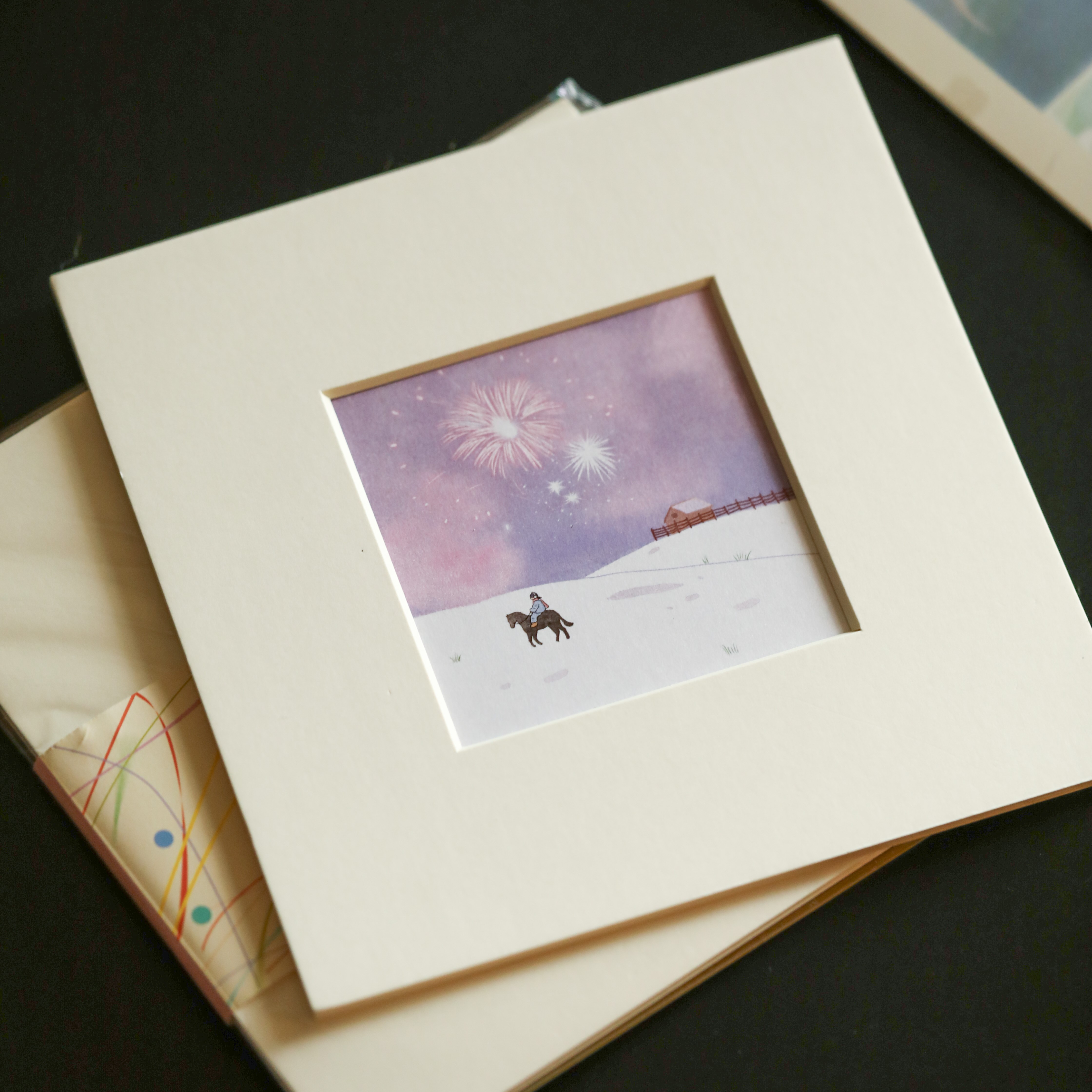 「雪地烟花」卡纸画|18.8cmx18.8cm   * 可付邮费或者随单发出， 随单发出到货退邮费