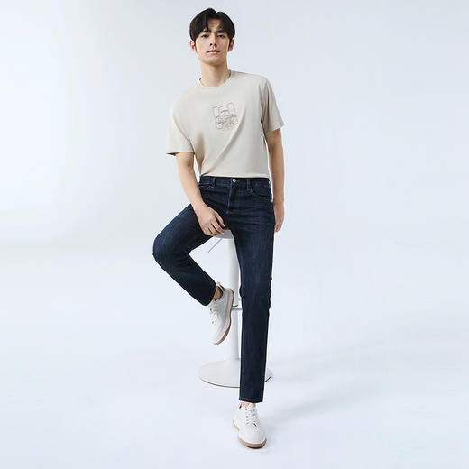 柒牌水洗牛仔裤男2025春季新款时尚百搭耐穿舒适O型直筒牛仔长裤128H70860 商品图3