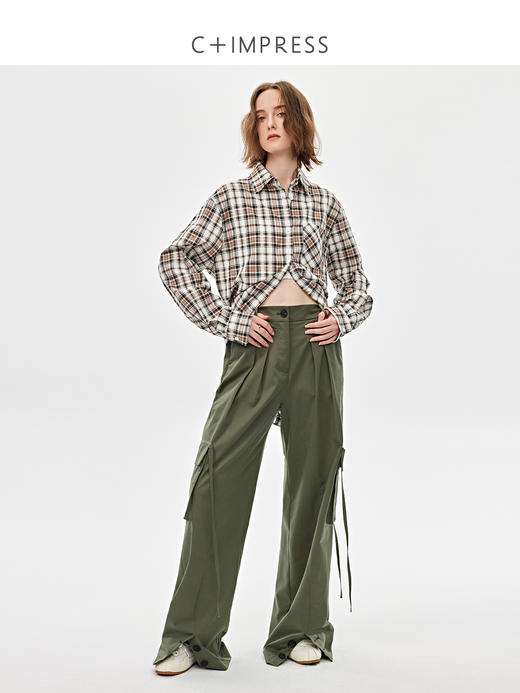 西嘉|天丝棉酷飒风休闲工装裤女2025春季新款大口袋设计阔腿裤子（KZ2501006） 商品图3