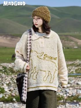 马得工地/ MDGDMY244443/圣诞款小羊polo领毛衣