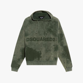 DSQUARED2 男士字母徽标棉质连帽卫衣 绿色 S71GU0699 S25030 697