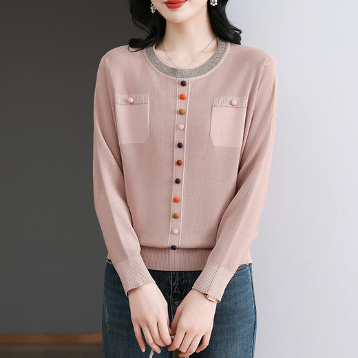 CC-BSM-716圆领针织衫女士2025春秋季新款洋气宽松长袖t恤遮肚显瘦上衣 商品图1