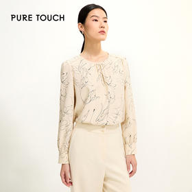 pure touch圆领简约印花女士长袖衬衫1301251004