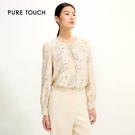pure touch圆领简约印花女士长袖衬衫1301251004 商品图0