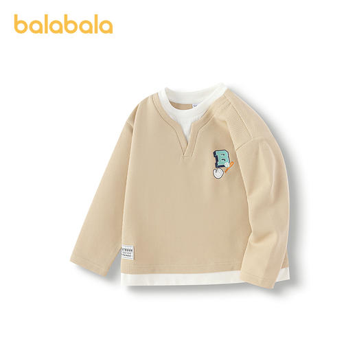 巴拉巴拉童装男童T恤假两件华夫格上衣2025新款春装 商品图0
