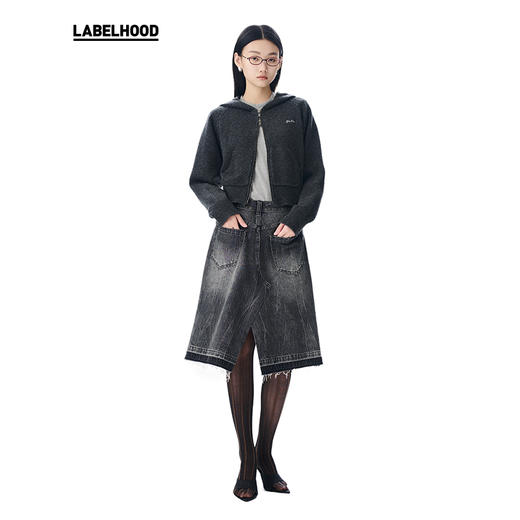 【对倒×LABELHOOD】联名款简约深灰色羊毛拉链卫衣 商品图1