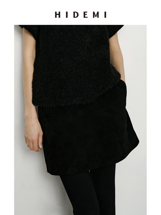 HIDEMI立体剪裁显瘦皮裙短裙半身裙巴恩风复古裙子 商品图3