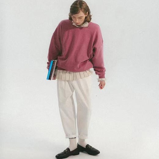 顺丰包邮65247洛诗琳浆果粉纯色刺绣圆领卫衣827 商品图2